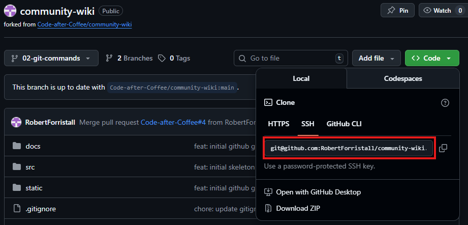 Where to find git name