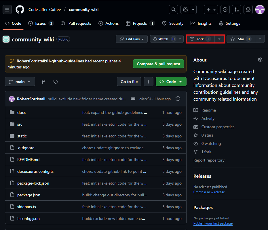 Highlighted Fork Option